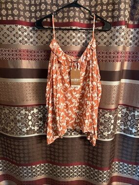 Orange Floral cold shoulderTop